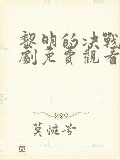 黎明的决战电视剧免费观看