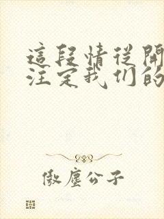 这段情从开始就注定我们的爱不会有结局