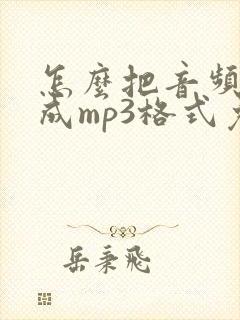 怎么把音频转换成mp3格式免费