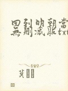 回到明朝当王爷无删减版txt下载