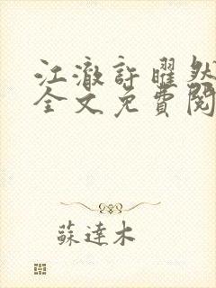 江澈许曜然小说全文免费阅读