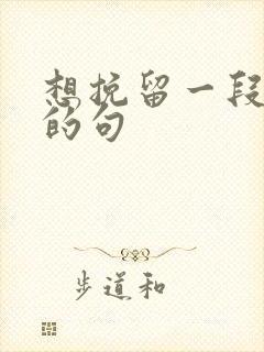 想挽留一段感情的句