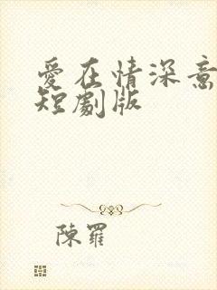 爱在情深意晚时短剧版