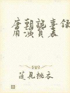 唐朝诡事录2配角演员表