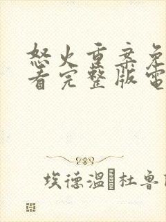 怒火重案免费观看完整版电影