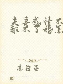 夫妻感情不好又离不了婚怎么办