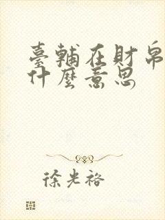 台辅在财帛宫是什么意思