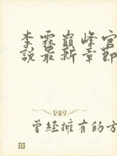 李霖巅峰官场小说最新章节