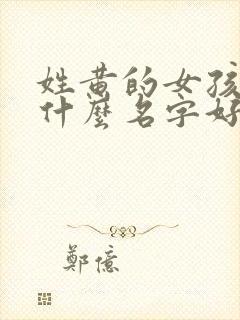 姓黄的女孩子取什么名字好两个字好听封面