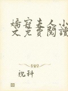 娇宠夫人小说全文免费阅读