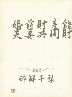 婚前财产能变成夫妻共同财产吗