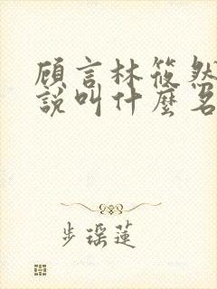 顾言林筱然的小说叫什么名字