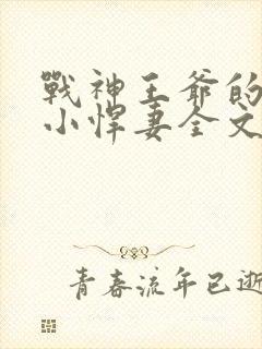 战神王爷的甜宠小悍妻全文