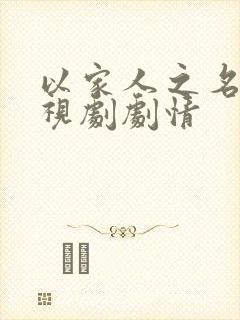 以家人之名 电视剧剧情封面
