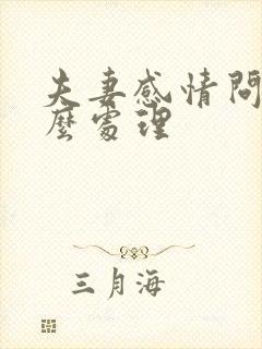 夫妻感情问题怎么处理