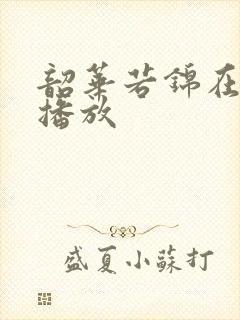 韶华若锦在哪里播放