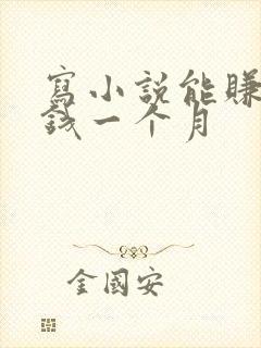 写小说能赚多少钱一个月