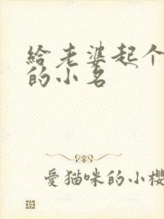 给老婆起个好听的小名