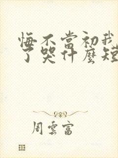 悔不当初我不追了哭什么短剧