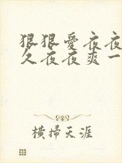 狠狠爱夜夜躁久久夜夜爽一区二区