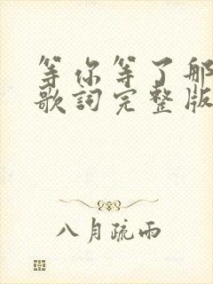 等你等了那么久歌词完整版