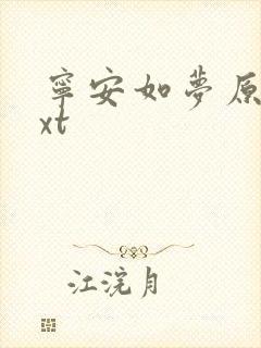 宁安如梦原著txt封面