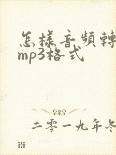 怎样音频转换成mp3格式