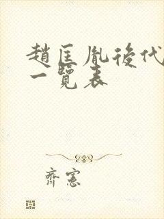 赵匡胤后代子孙一览表