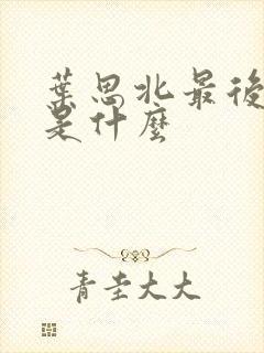 叶思北最后结局是什么封面