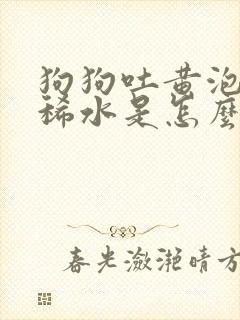 狗狗吐黄泡沫拉稀水是怎么回事