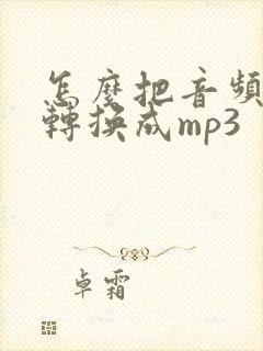怎么把音频格式转换成mp3