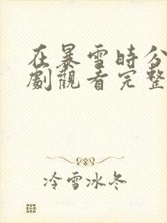 在暴雪时分电视剧观看完整版