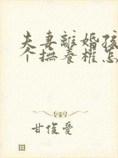 夫妻离婚孩子两个抚养权怎么判定封面