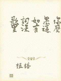 歌词如果你的心里没有这么做