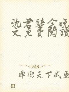 沈君辞余晚风全文免费阅读