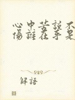 心中苦说不出悲伤谁在乎是什么歌