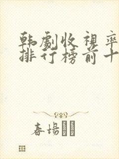 韩剧收视率历史排行榜前十名