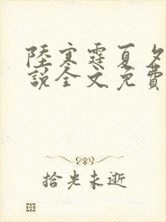 陆寒霆夏夕绾小说全文免费阅读