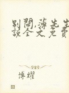 别闹,薄先生小说全文免费阅读