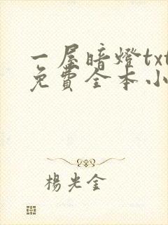 一屋暗灯txt免费全本小说电子书