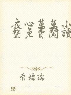 夜心万万小说完整免费阅读全文