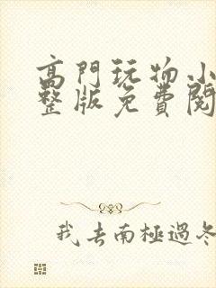 高门玩物小说完整版免费阅读