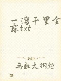 一泻千里金银花露txt