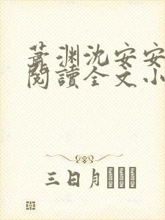 萧渊沈安安免费阅读全文小说