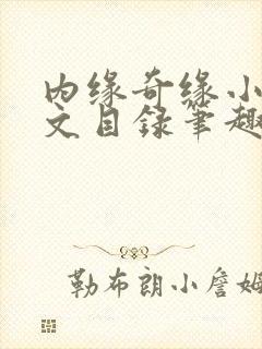 内缘奇缘小说全文目录笔趣阁