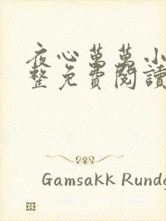 夜心万万小说完整免费阅读全文