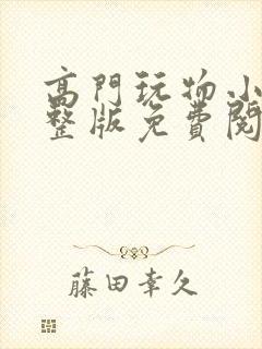 高门玩物小说完整版免费阅读