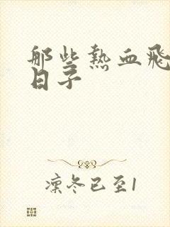 那些热血飞扬的日子