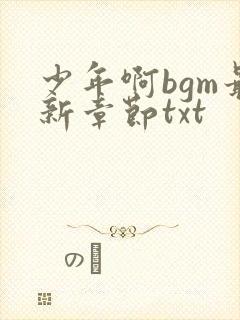 少年啊bgm最新章节txt