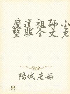 魔道祖师小说完整版全文免费阅读